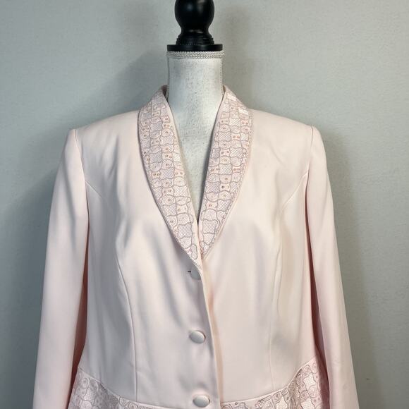 John Meyer Blazer Jacket Plus size 14W Pink Embroidery Sequins Wedding Evening - Picture 2 of 12